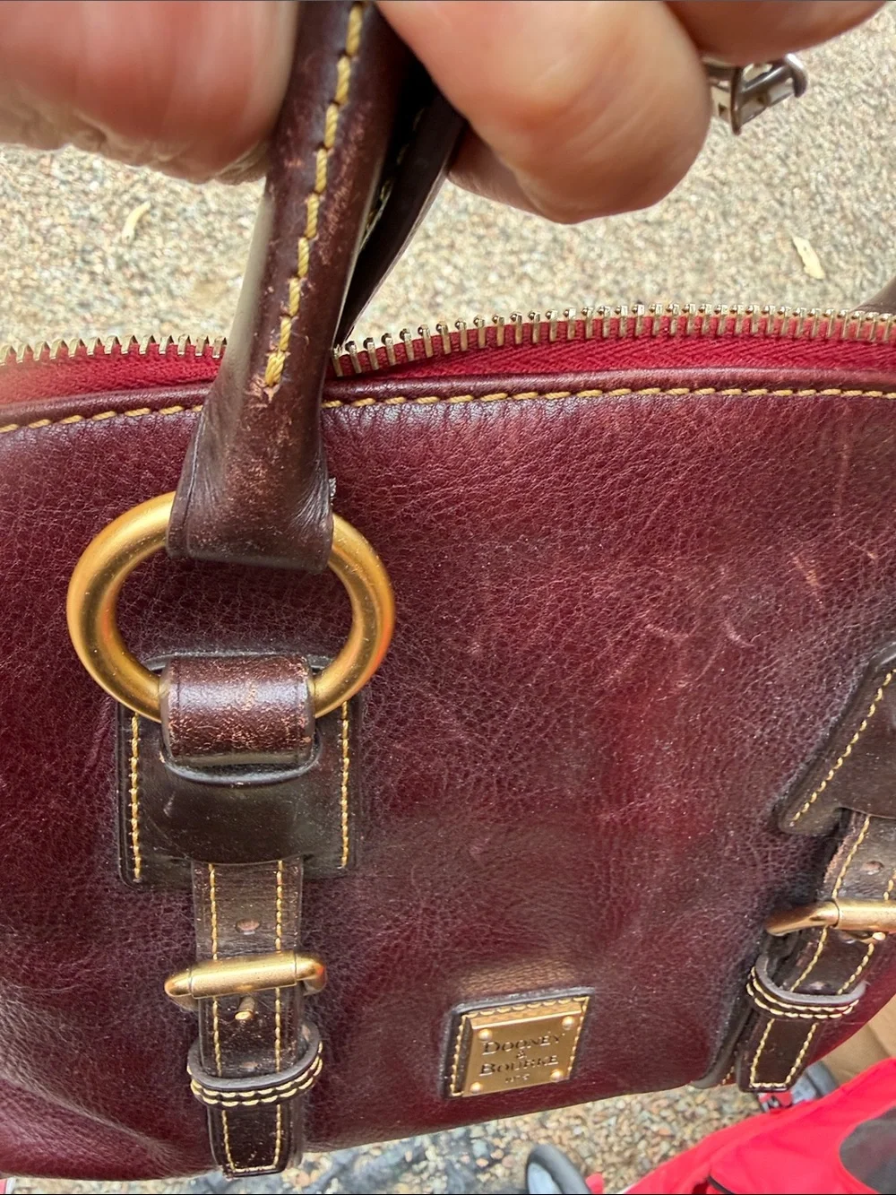Dooney & Bourke Dark Brown Leather  Satchel with Gold Hardware